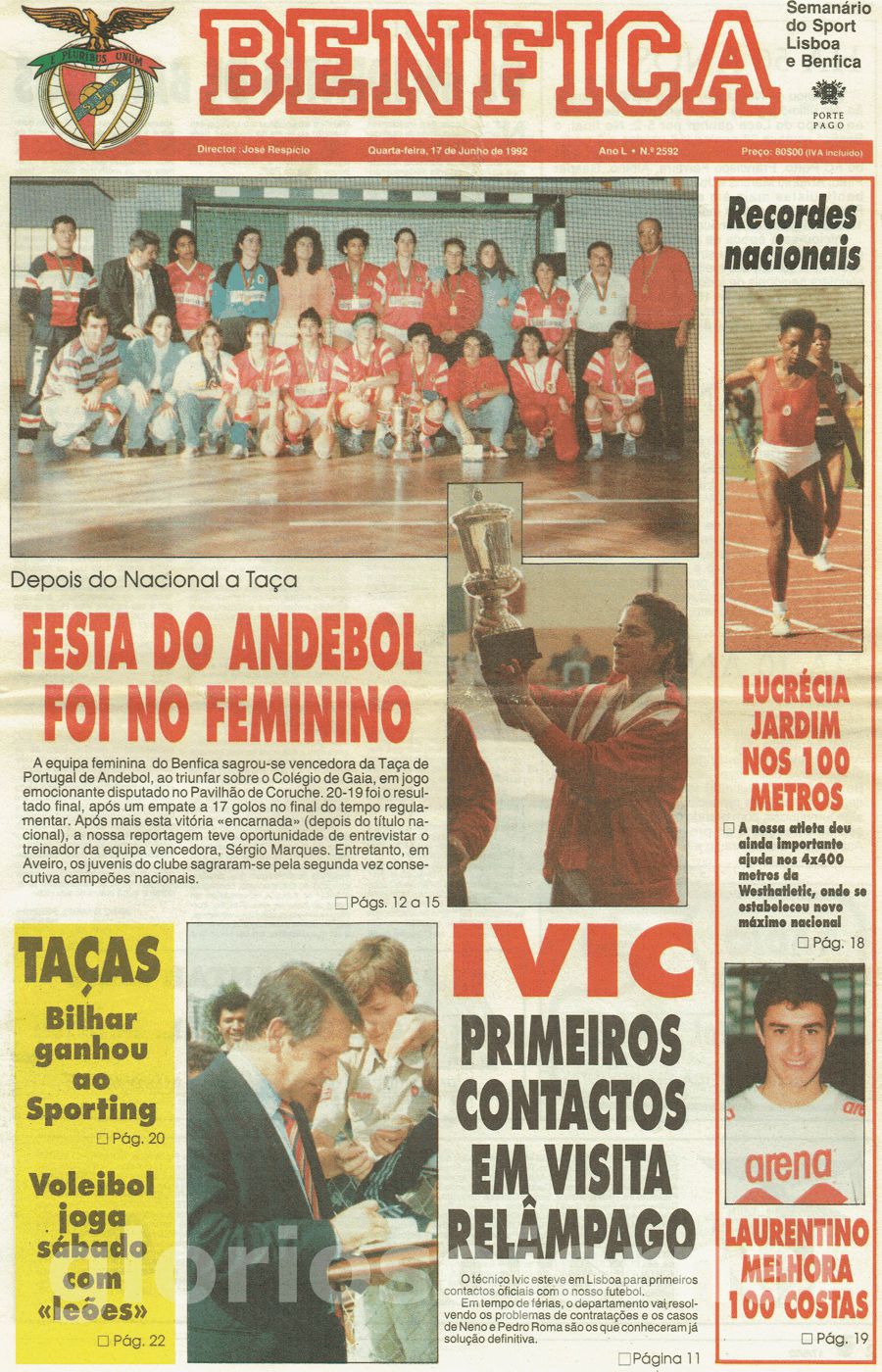 jornal o benfica 2592 1992-06-17